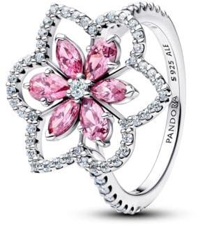PANDORA Anello da cocktail da donna in argento con doppio fiore, 194577C01