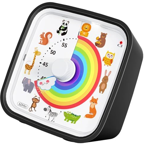 MINGLEA Bonito temporizador visual silencioso con diseño de animales para adultos y niños con 3 modos de alarmas y luz nocturna para estudiar, cocinar y jugar