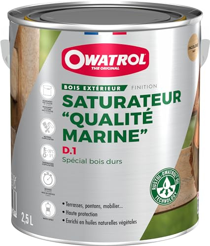 OWATROL – D1 – 20 L – Holzsättiger für tropisches Holz auf Alkydharz- und natürlicher Pflanzenölbasis für Terrassen Gartenmöbel Boote Holzfliesen Tore – Holzsättiger für Hartholz