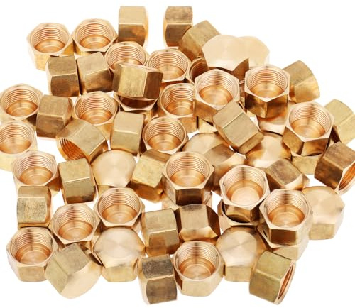 LTWFITTING 3/8-Inch Brass Compression Cap Stop Valve Cap,Brass Compression Fitting(Pack of 60)