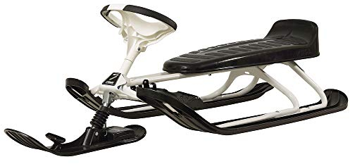 STIGA Snowracer King Size GT Großer Lenkschlitten mit Bremsen für 2 Kinder oder mit Erwachsene, Weiß/Schwarz