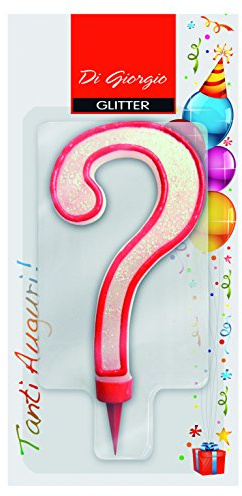 Cereria di Giorgio - Vela de cumpleaños gigante con purpurina, símbolo de interrogación, blanco y rojo, 58170_70