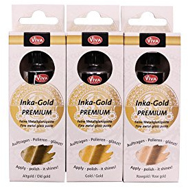 Viva Decor Inka Gold Premium 3 x 40g Set – Elegante Glanzwelt – Wischmetall und Gilding Wax für Glanzeffekte auf Holz, Leinwand, Ton und Beton, schnell trocknend für Patina-Effekte und DIY