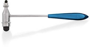 Neurologischer Reflexhammer Trömner Tromner | Für Hautreflexe und Oberflächenreaktionen | Metall mit doppelten Funktionskopf | blauer abgesetzter Griff