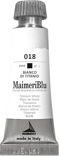 MaimeriBlu 12ml Single-Pigment Watercolor Paint - Titanium White PW5 Professional Watercolor Paint - Lightfast and Transparent Watercolor Paint Tube for Artists