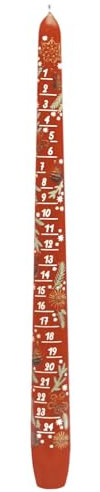Leuchterkerze Adventskalenderkerze lackiert rot Ø 22 x H 290 ' 24 Tage Kerze' Weihnachtskerze apog-versand