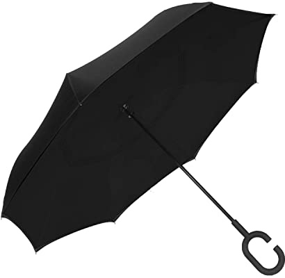 ShedRain Unbelievabrella Inverted Umbrella – Windproof & Rainproof Reverse Folding Design with C-Shape Handle – Hands-Free, Double Layer Canopy, UV Protection, UPF 50 – for Men & Women