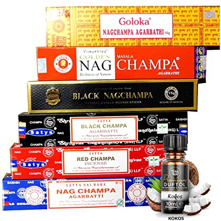 Nag Champa Mix | Räucherstäbchen - Set | 6X Nag Champa a 15g + EIN original Teufelsküche Premium Duftöl