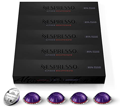 Nespresso Vertuo - 50 Capsules de café décaféiné Altissio Decaffeinato - Intensité 9 - Pour Espresso 40 ml - (5 étuis de 10)