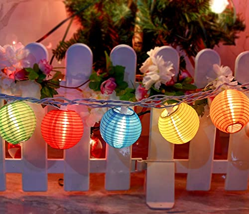 Pallerina 8.5Ft Multicolor Lantern String Lights, Colorful Lantern Lights for Bedroom with 10 Nylon Lanterns Decor, inoor String Lights for Camper Awning Rainbow Camping Party Mexican Fiesta