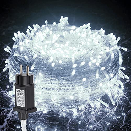 Sonnewelt LED Lichterkette,10M 100 LEDs,Kaltweiß Wasserdicht Lichterketten,Strombetrieben mit Stecker,8 Modi,Speicherfunktion,Außen und Innen Dekoration