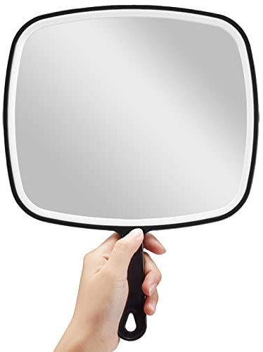 OMIRO Handheld Mirror, Extra Large Hand Mirror with Handle, Square, Black, 12.4 L x 9.1 W