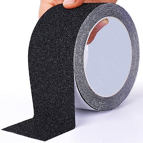 OQingluan Cinta Antideslizante Escaleras, 5cm*10m | Cinta Antideslizante Seguridad, Cinta Adhesiva Antideslizante, por la Seguridad en la Vida y en El Trabajo, Negra