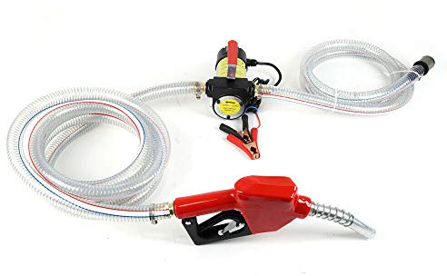 Dieselpumpe 12V 175W Ölpumpe Selbstansaugend Heizölpumpe Pistole DC 12V 50L/MIN Kraftstoffpumpe Mobile Tankstelle (PVC Auslassschlauch)