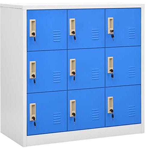 ZEYUAN Armario taquilla, Taquillas Vestuario, Taquillas Metalicas, Aparador Taquillas Metálica, Muebles para Garaje, de Acero Gris Claro y Azul 90x45x92,5 cm
