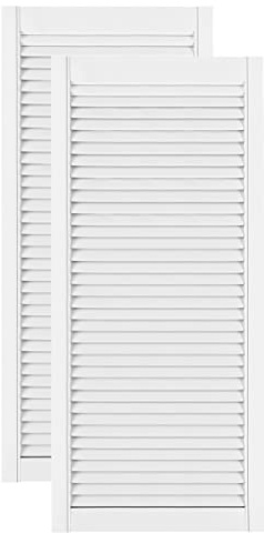 DecoMeister Puertas de Lamas Madera 494x1100 mm - Pack de 2 Blanco | Puerta interior de Armario de láminas con ventilación Abierta, Hoja de Pino de Madera Natural para Bricolaje, Grosor 21 mm