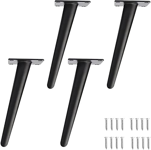 4 Stück Möbelfüße Eisen Konisch Möbelbeine Schräge Tischbeine Tischbeine Schrankbeine Sofafuss Sockelfuß Metall DIY Möbel Tischgestell Möbelfüsse für Couchtisch Schränke Möbel Sofas, Schwarz (30cm)
