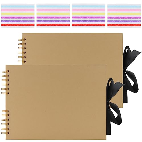 DAKFOOK 2 Pack 29 x 21.5 cm Scrapbook Photo Albums, 80 Pages Hardcover Kraft Memory Scrapbook, DIY Scrap Book for Wedding Travel Cherished Moments DIY Craft Scrapbooking