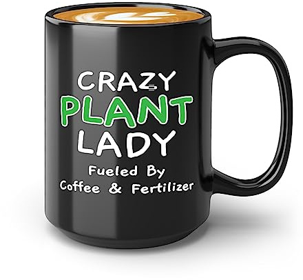Gardener Coffee Mug 15oz Black -Coffee and Fertilizer - Gardener Gifts Women Plant Lady Mom Succulent Cactus Plant Lover Gardeners Housewarming
