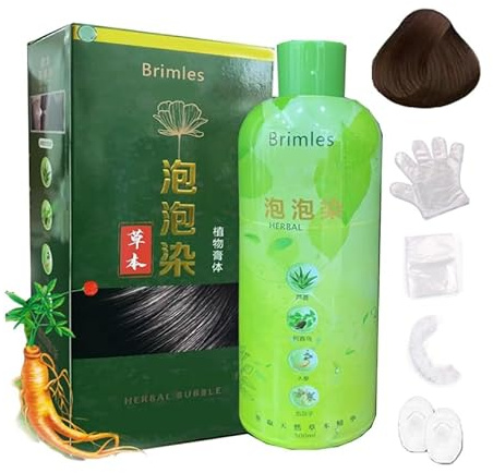 Brimless Herbal Bubble Grey Haarfärbe-Shampoo mit natürlichem Arganöl-Extrakt für weiße Haarfarbe, 500 ml (Braun-Schwarz)