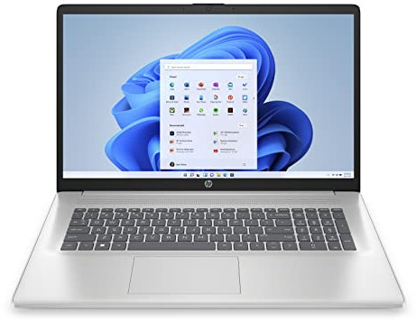 HP Laptop 17-cp0003sf, Ordinateur Portable, AMD Ryzen 7 5700U, 16 Go RAM, 1 TB SSD, AMD Radeon Graphics, Écran 17.3 FHD IPS, Antireflet, Windows 11, Clavier AZERTY, Argent