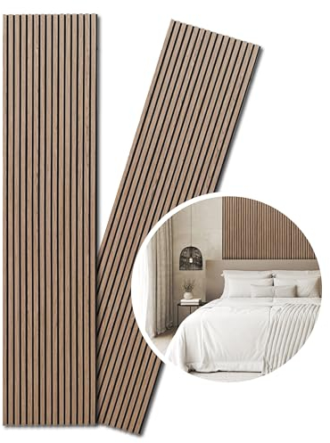 KAISER plastic® Akustikpaneele | Farbe: Walnuss | Wandpaneele in verschiedenen Formaten | Deko Wohnzimmer | Wanddeko in Holz | Akustik Paneele Wand | Lamellenwand (240 x 60 cm - 2STK.)