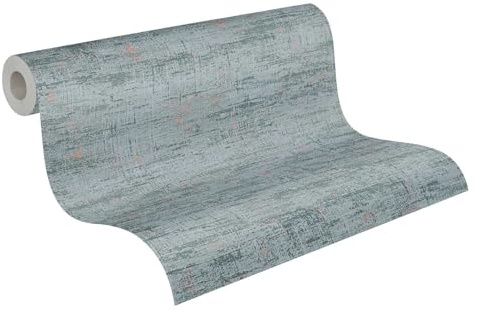 Livingwalls Struktur-Vliestapete – Grün, Grau, Blau – 10,05 x 0,53 m | Einfarbig & vielseitig kombinierbar – schimmernde Wandtapete im Metallic-Look, ansatzfrei & spurlos abziehbar