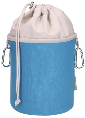 Wäscheklammerbeutel aus Canvas Stoff mit 2 Karabinerhaken für 200 Wäscheklammern, extra groß und stabil, Petrol Hellgrau