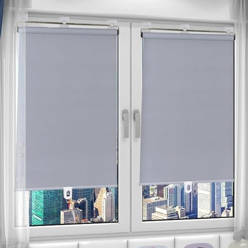 Tenda Avvolgibile Oscurante per Finestre,Tende a Rullo Retrattili per Balconi,Tende Temporanee Portatili,Anti Uv & Isolamento Termico,Tende per Privacy Con Ventose,Grey-95x200cm(37.4x78.7in)