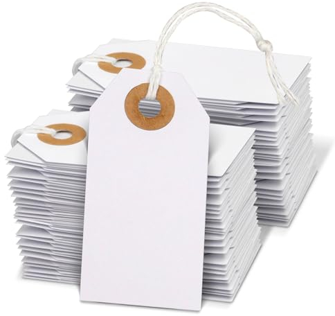 Suofuolef 100 Stück Geschenkanhänger, Kraftpapier Anhänger mit Baumwollschnur für Hochzeitsgeschenke, Party-Geschenkanhänger und Weihnachten Beschriften Papieranhänger