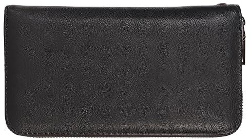 Emoshayoga Kreditkartenetui Kreditkartenetui, 36 Kartenfächer, PU-Leder, langer Reißverschluss, mit Handschlaufe für Ausweis, Bargeld, Schwarz, mehrfarbig, 60_x_180_cm