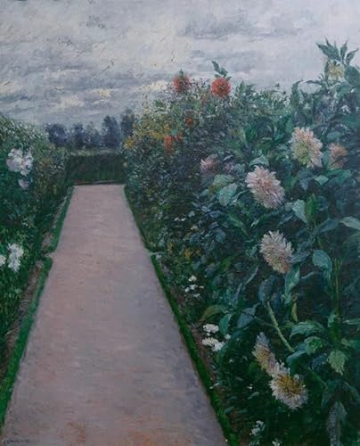 PTLYE Berühmt Painting Leinwandbild Wandbild Kunstdruck Gartenweg und riesige Dahlien petit gennevilliers von gustave caillebotte Bild Druck Auf Leinwand für Flurdekoration 60x90cm