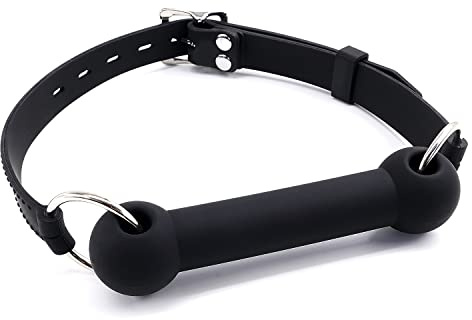 Offener Mund Silikon Sex Knebel für SM Spiele, SM Beißknebel Maulkörbe, Silikon Sexspielzeug Bondage Ballknebel, Hundeknochen Geformt Silikon Knebel für Bondage Fesseln (Schwarz-1)