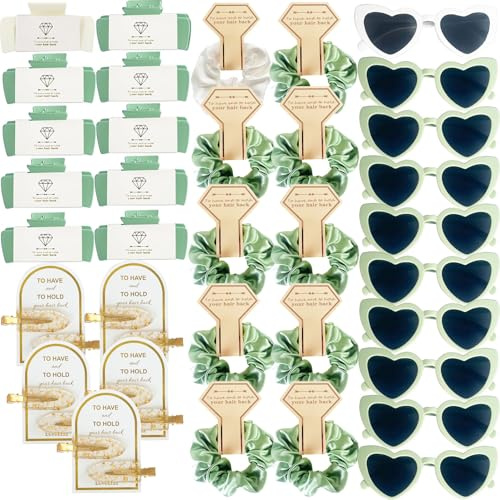40 Stück Braut Geschenke Bride to Be Herz Brille Set JGA Partybrillen Deko Accessoires für Junggesellinnenabschied 10 Herzförmige Brille+10 Bride Haargummi+10 Haarklammer+10 Keine Knitter Haarklammer
