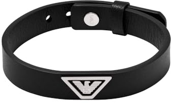 Emporio Armani EGS3128040 Men's Bracelet in Black Leather with Central Logo