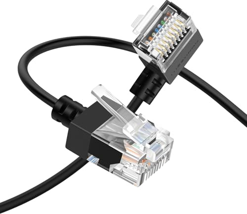 Thzzhnno Câble Ethernet Cat6A à 90 Degrés à Angle Droit 3M, Flexible Fin et Ultra LAN Câble de Raccordement Ethernet Cat6 Rj45 jusqu'à Haut Débit 10Gbit/s 550MHz pour PC, Routeur, Imprimante