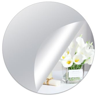 Hode Klebespiegel Selbstklebend Spiegel zum Aufkleben Kleben Acryl 2mm | 4 Stück Spiegelfolie Wandspiegel Runder 30x30cm Selbstklebende Spiegel für Badezimmer Wohnzimmer Schlafzimmer Schrank