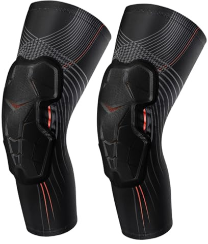 Hotfiary 2 Pack Basketball Knee Pads for Youth Adults, Compression Knee Brace with Collision Avoidance 10mm Thickness EVA Foam Pads, Knee Leg Sleeves for Volleyball Football Weightlifting Wrestling
