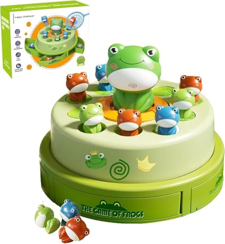 YUYQAQ KRONDO Bounce and Catch Duck Board Games, Duck Game Bounce and Catch Family Catch Duck Up Board Games, Frog Game Rotating Ejection Toy Educational Toys Preschool Toys Birthday Gifts (Green)