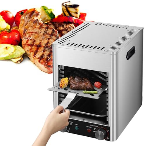 VNATWGOO Asador Comercial para Carne De 1700 W 3400 W, para Tostar, Asar Pollo, Carne De Res, Cerdo, Pizza Y Verduras, Horno EléCtrico De Temperatura Constante De 800 °C,NPJ-003-110V