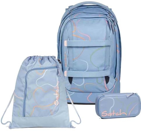 Satch Pack Schulrucksack Set 3tlg. inkl. Schlamperbox und Sportbeutel (Vivid Blue)