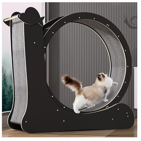 Katzenlaufband，Katzenlaufrad， Laufrad zur Gewichtsreduktion for Katzen mit Kratzbrett, Laufrad for Katzen im Innenbereich, geräuschloser Drehsport for Katzen