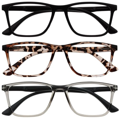 OPULIZE NYX Lunette anti lumiere bleue femme & homme - Lunette Ecran/Gaming - Lot de 3 - Anti-éblouissement, UV400, Légère - Rectangulaire - Noir Marron Gris