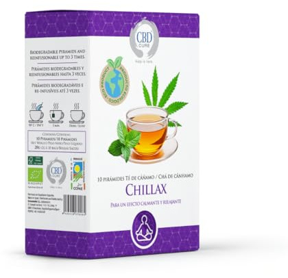 Infusión Ecológica de Cáñamo – Chillax – 10 Pirámides Biodegradables | Hojas de Cáñamo, Rooibos, Menta y Rosas | Infusión Natural Relajante y Aromática