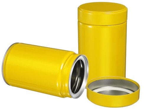 sourcing map Lot de 2 boîtes à thé rondes hermétiques en métal pour thé en vrac, grains de café, épices, 12,7 x 7,6 cm – Durable, compact et élégant (jaune)