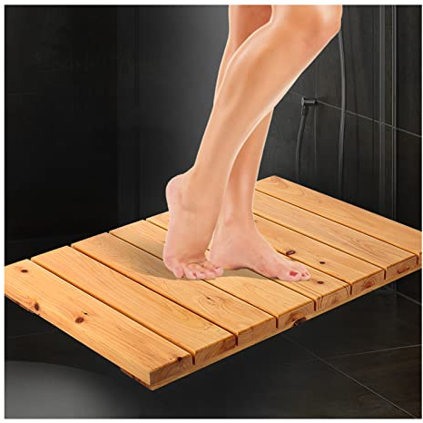 rutschfeste, wasserdichte Badematte aus Bambus, Duschmatte aus Holz-Entenbrett, 85 x 100 cm, anpassbare Bodenmatte für die Badewanne im Innen- und Außenbereich, umweltfreundlich, stilvolles