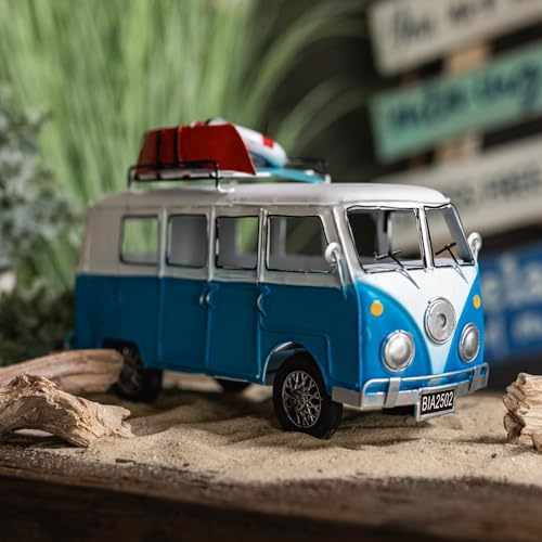 Metall Deko-Bus Surfer 30 x 19cm Garten-Figur Tischdeko Skulptur Van-Life Camper