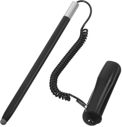 Lápiz Táctil para Pantalla Jr13-t de Aluminio Negro Retráctil | Lápiz Capacitivo, Soporte Integrado y Longitud Ajustable para Tableta y Salpicadero