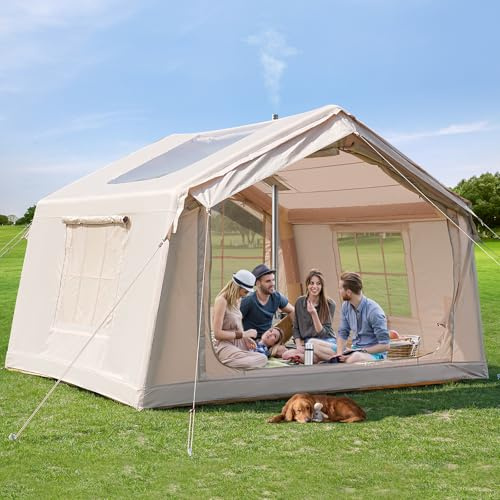 MOPHOTO 4-6 Person Inflatable Tent for Camping,Waterproof Oxford Hot with Manual Pump,Spacious Easy Setup Inflatable Camping Air Tent for Family Glamping