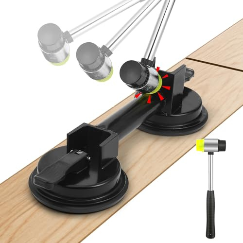 Bodenlückenfixierwerkzeug mit verbessertem Saugnapf mit Hammerziel und Gummihammer für Laminatbodenspaltreparatur